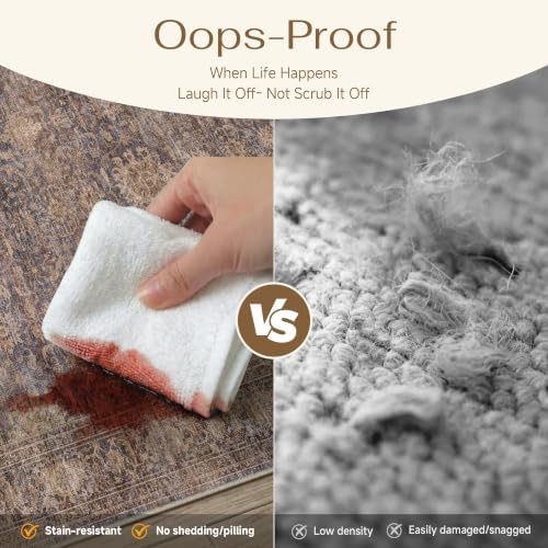 HUGEAR Blue Brown Washable 5x7 Area Rugs - Image 6