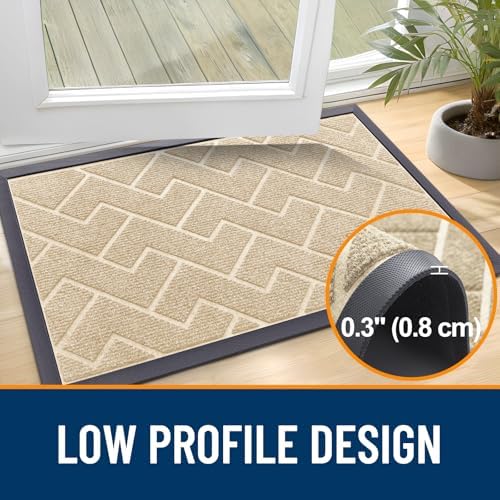 OLANLY Front Door Mat Outside 47x17, All-Season Absorbent Rubber Doormat - Image 4