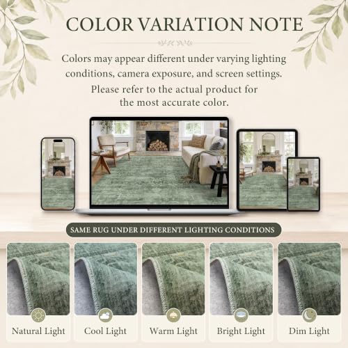 8x10 Washable Boho Area Rug, Teal Farmhouse - Image 5