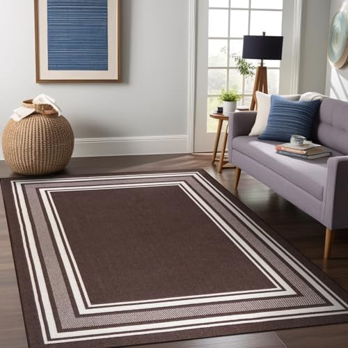 Non Slip Area Rugs 3x5 Modern Bordered Non Skid Rubber Backing Soft Area Rug by BeverlyRug