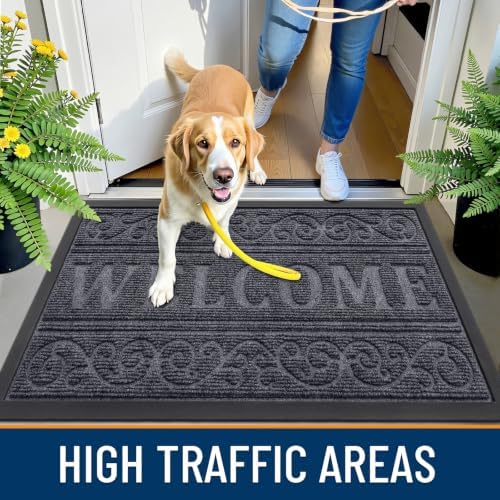 OLANLY Welcome Door Mat Indoor Outdoor 47x32, Heavy-Duty Rubber Doormat - Image 6