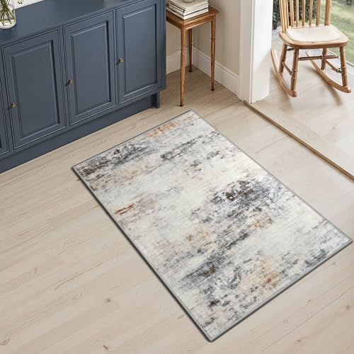 Toneed Washable 2x3 Grey/Brown Area Rug - Image 4