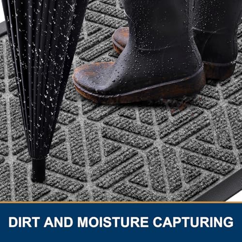 Smiry Front Door Mat Outside Entrance, Low Profile Rubber Doormat - Image 3
