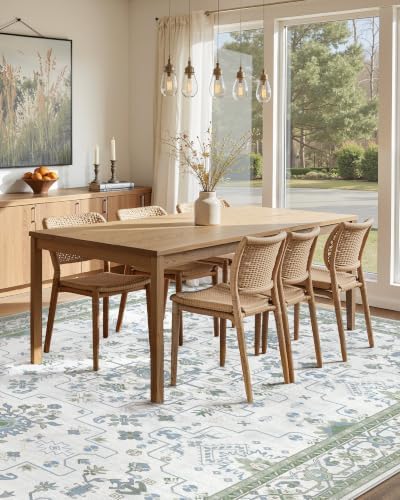 Washable Area Rug-5X7 Vintage Neutral Soft Sage Green - Image 3