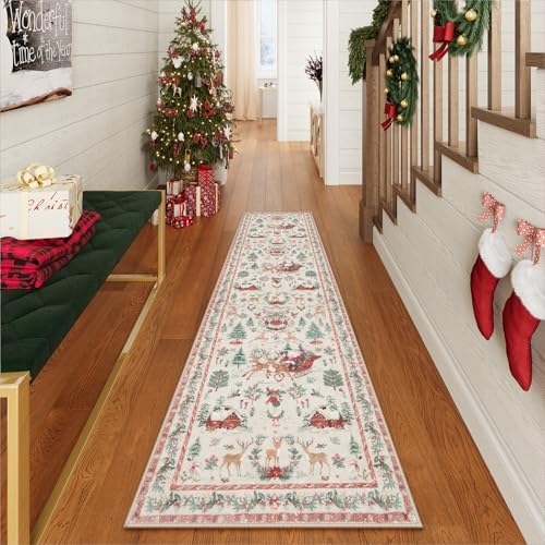 Lahome Christmas Beige Hallway Runner, Kitchen Non Skid Washable, Soft - Image 4