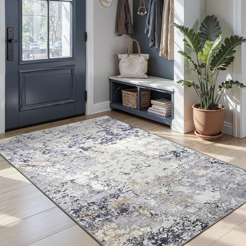 Toneed 4x6 Washable Non Slip Abstract Area Rugs - Image 4