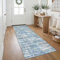 KOZYFLY Modern Hallway Runner Rug 2.6x8 Washable Rug Runner Blue Beige by KOZYFLY