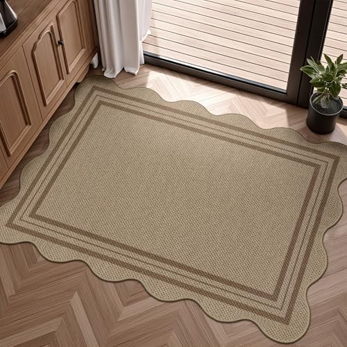 Easy Jute Outdoor Mats for Front Door, 2x3 Small Washable Kitchen Rugs by LORWER