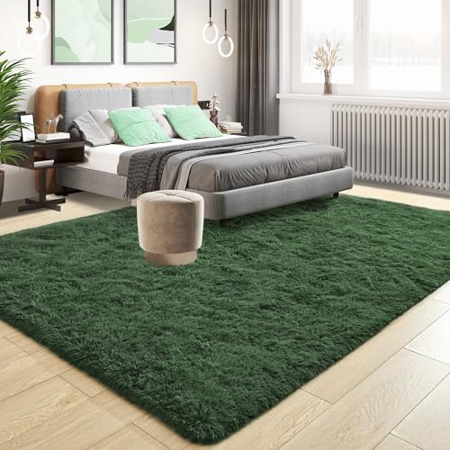 Tepook 5x8 Fluffy Dark Green Area Rugs - Image 2