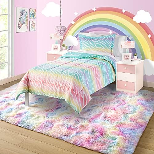 4x6 Rainbow Fluffy Soft Area Rug Non-Slip - Image 2