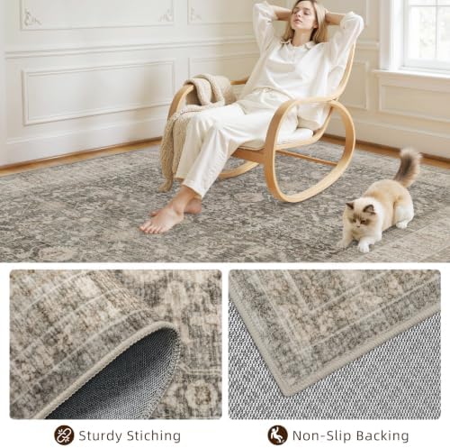 2x14 Hallway Washable Runner Rug: Kitchen Carpet Warm Taupe - Image 6