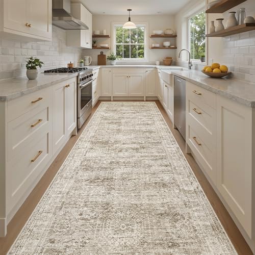 Soalmost Washable 4x12 Hallway Runner Rug Non-Slip Kitchen Entry Rugs Brown - Image 4