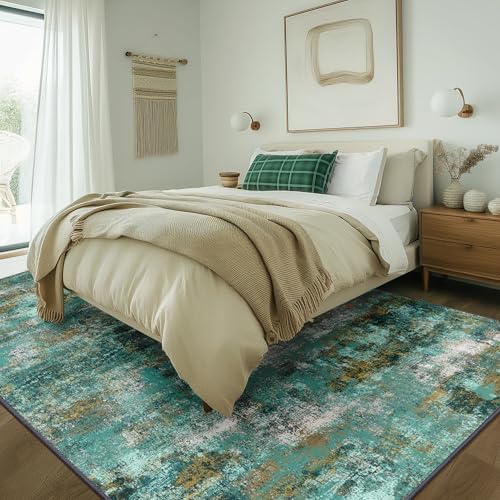 BEIMO 8x10 Area Rug for Bedroom, Turquoise Washable Abstract Non Slip Rug - Image 5