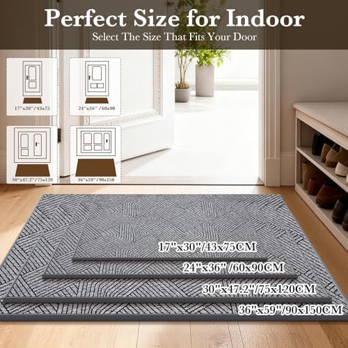 Front Door Mat Indoor Entrance Welcome Entry Mat Gray 30"x48" - Image 2