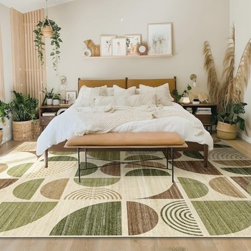 MUJOO Washable Rug 8x10, Large Area Rugs Non Slip Modern Abstract - Image 2