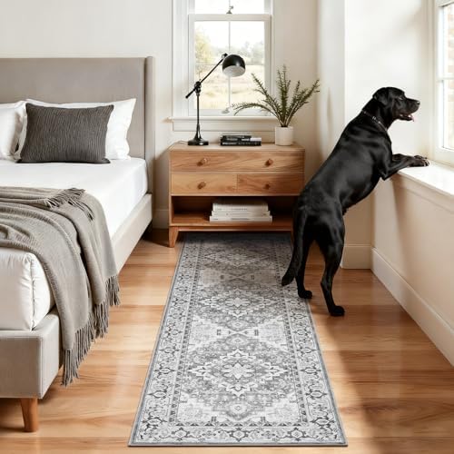 Lofus 2x6 Hallway Kitchen Washable Runner Rug, Boho Entry Long Carpet Grey - Image 4