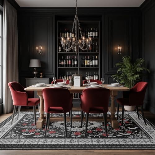 Nayoroom Dark Academia Gothic Black Area Rug, Machine Washable, 8 x 10 ft - Image 2