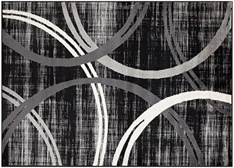 Rugshop Wavy Circles Modern Jute Backing Accent Area Rug Black 2' x 3' - Image 2