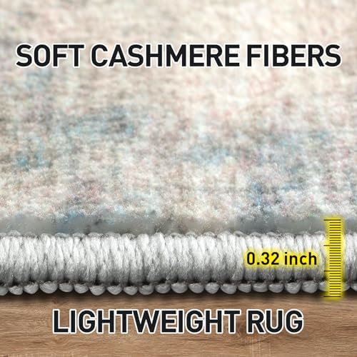 4x6 Area Rugs for Living Room: Washable Abstract Multi Color Bedroom Carpet - Image 6