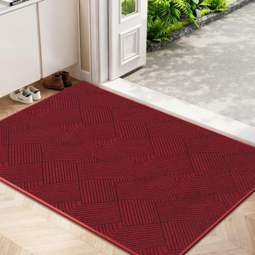 Front Door Mat Indoor Entrance Welcome Entry Mat Red 30"x48" by NaolotureHome