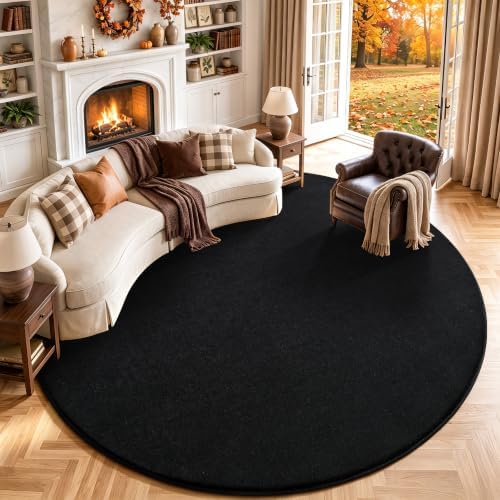 Amearea Black Round Area Rugs 4ft Circle Rugs by AmeareaDirect