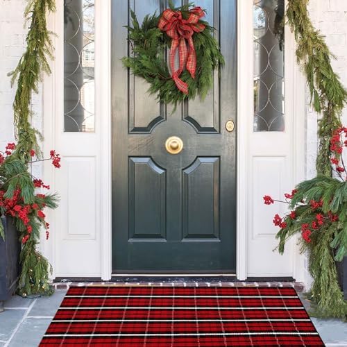 Bottalive Christmas Plaid Outdoor Rug, Layering Rug - Image 7