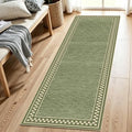 Faux Linen Washable Runner Rug Absorbent Surface 2x6 Moss Green by WIEVEDENS