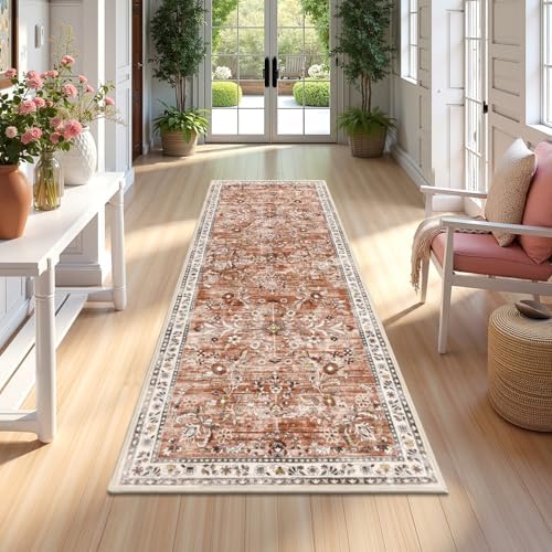 Yamaziot 2x6 Washable Hallway Runner Rug Non Slip Floral Carpet by Yamaziot