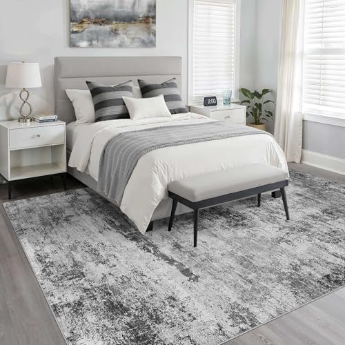 LOONGRUG 10x14 Area Rugs Washable Neutral Modern Living Room Rug Black Gray - Image 4