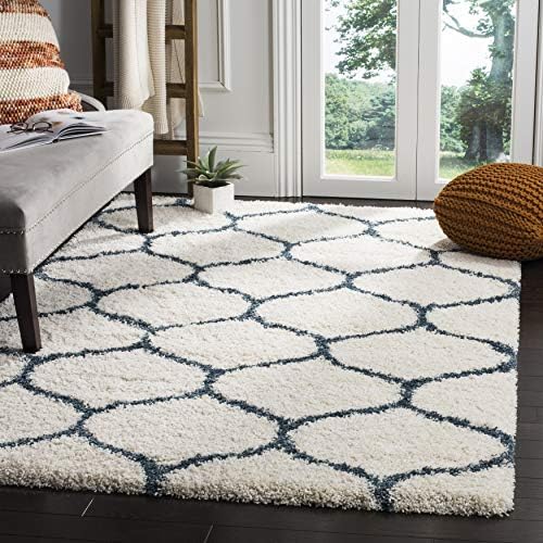 SAFAVIEH Hudson Shag Square Rug 3', Plush Ivory & Steel Blue SGH280T - Image 5