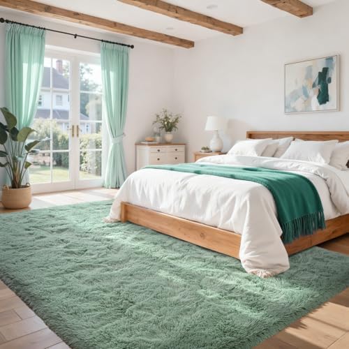 4x6 Rug Sage Green Area Rugs for Nursery Bedroom, Plush Soft Grass Fluffy - Image 2