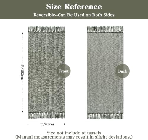 Collive Sage Green Bathroom Runner Rug, Machine Washable Kitchen Rugs - Image 2