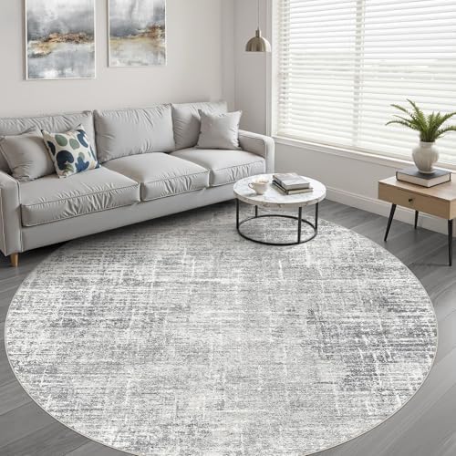 LOONGRUG Round Rug 7x7 Washable Neutral Modern Rug - Image 6