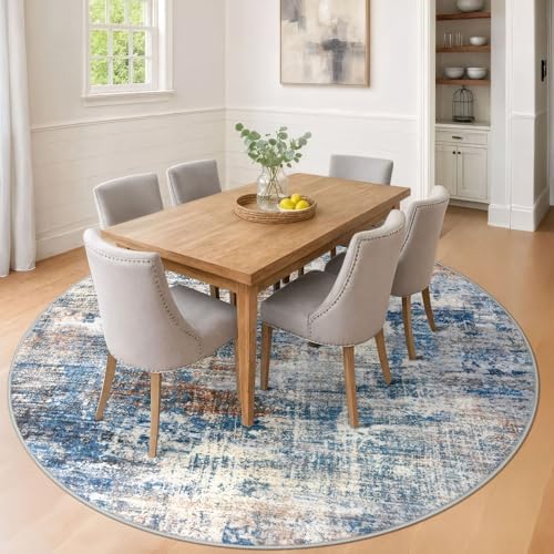 IOHOUZE Abstract Round Area Rug 8 Ft Washable Circle Rugs Large Round Rug Non - Image 3