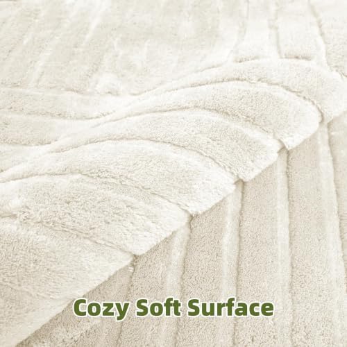 Beige Solid Area Rug 6x9, Washable Rugs - Image 3