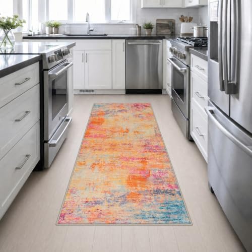 3x8 Washable Runner Rug：Modern Abstract Soft Carpet Galaxy Haze - Image 4