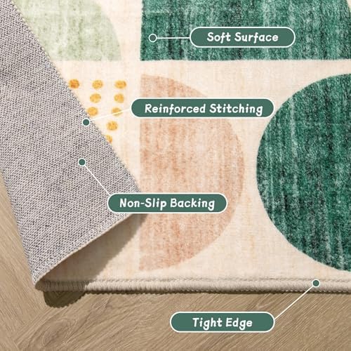 MUJOO Round Rugs 9ft, Circle Area Rug Washable Non Slip Modern Abstract - Image 5