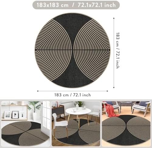 Lahome Modern Rainbow Round Rug 6ft, Easy Jute Circle Outdoor Rug - Image 2