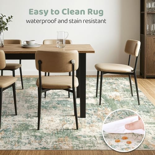 LOONGRUG 3x5 Rug Machine Washable Neutral Modern Abstract Soft Rug Green - Image 6