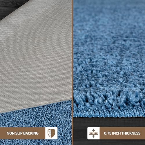 Area Rug 2x5 Blue Runner Washable Indoor Rug Ultra Plus Thick Pile Solid Non - Image 5