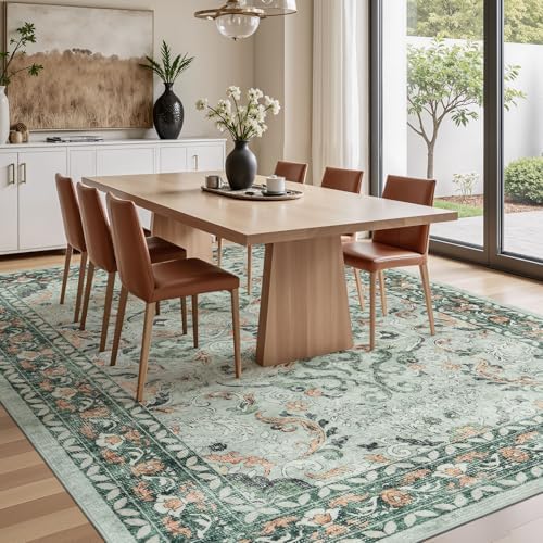 8x10 Area Rugs for Living Room, Washable Non-Slip Large Rug, Sage Green - Image 3