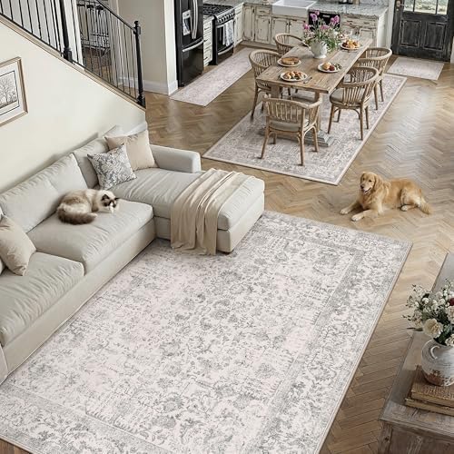 PureCozy Gray Area Rug 8x10 Vintage Floral - Image 4