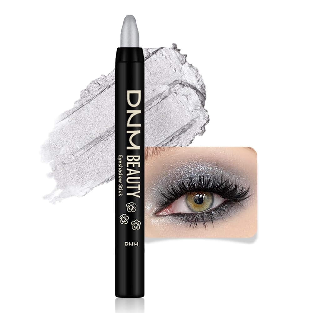 evpct Silver Shimmer Cream Eye Shadow Brightener Sticks Set for Eyes, Silver Shimmery Matte Pencil Eye shadow Applicator Stick Pen Palette Makeup Waterproof sombras en crema para ojos 16#