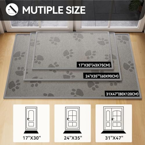 YDKGL Door Mat Indoor Entrance 17"x30", 0.16" Thin Paw Print Low Pile Doormat - Image 2