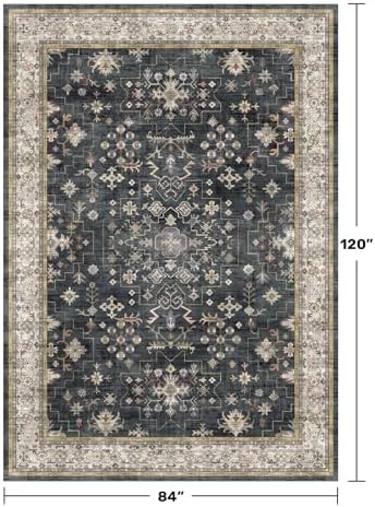 Hazo Haus Black Farmhouse Washable 7x10 Area Rugs - Image 2