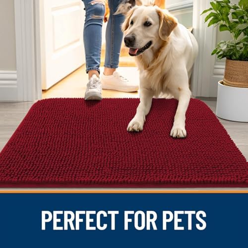 OLANLY Dog Door Mat for Muddy Paws 47x20, Super Absorbent Chenille Mud Mat - Image 6