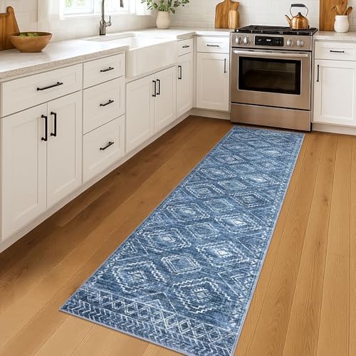 KILOCOCO Washable Runner Rug 2x7 ft Hallway Runners, Stonewashed Blue - Image 2