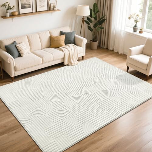 SHACOS Soft Cozy Fluffy Arch Pattern High Low Pile Area Rugs 8'x10' Large Non - Image 6