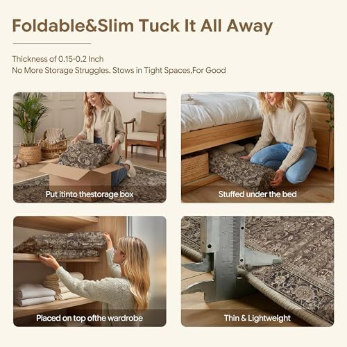 HUGEAR Brown Washable 6x6 Round Area Rugs - Image 7