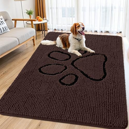 Smiry Dog Door Mat for Muddy Paws, Absorbent Non Slip Dirt Trapper by Smiry